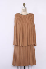 Nicole Miller Toffee Pleated Silk Ensemble M/L