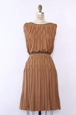 Nicole Miller Toffee Pleated Silk Ensemble M/L