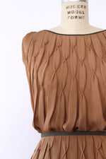 Nicole Miller Toffee Pleated Silk Ensemble M/L