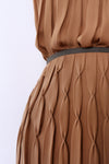 Nicole Miller Toffee Pleated Silk Ensemble M/L