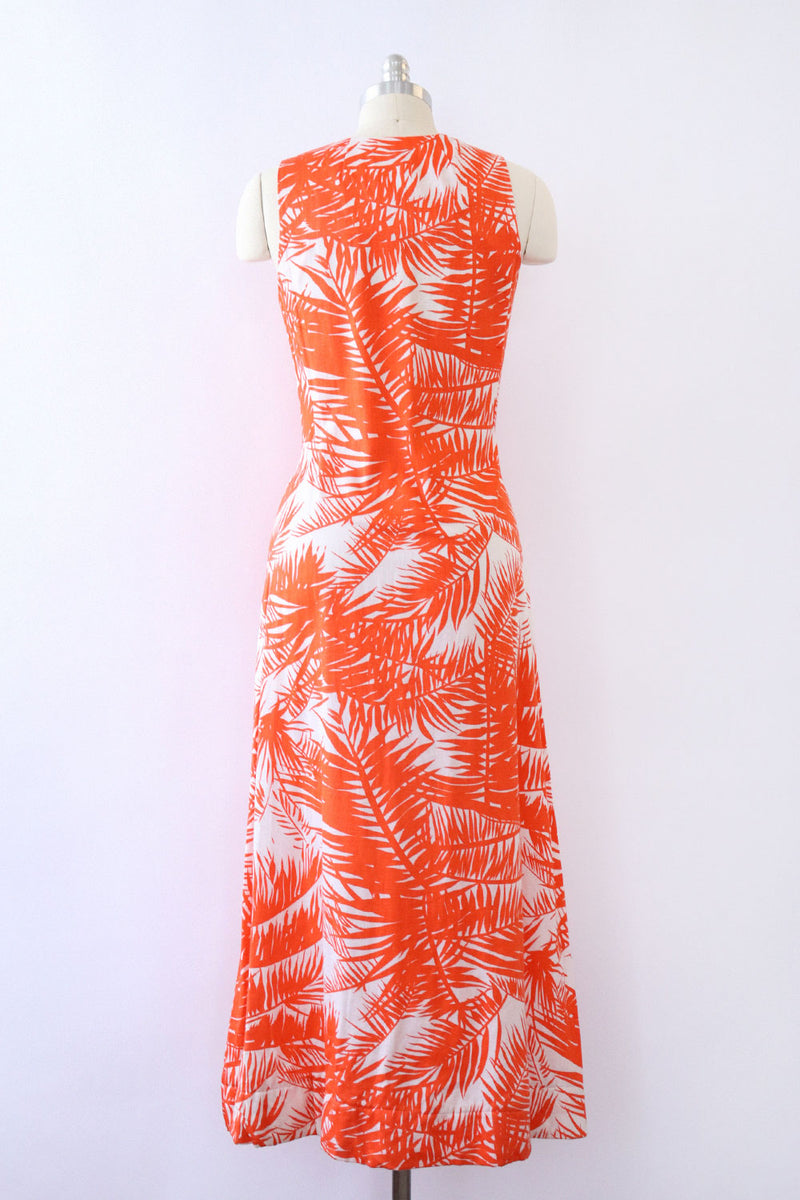 Tangerine Palm Print Maxi Dress S/M