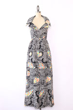 Psychedelic Doodle Print Collared Maxi XS/S