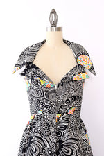 Psychedelic Doodle Print Collared Maxi XS/S