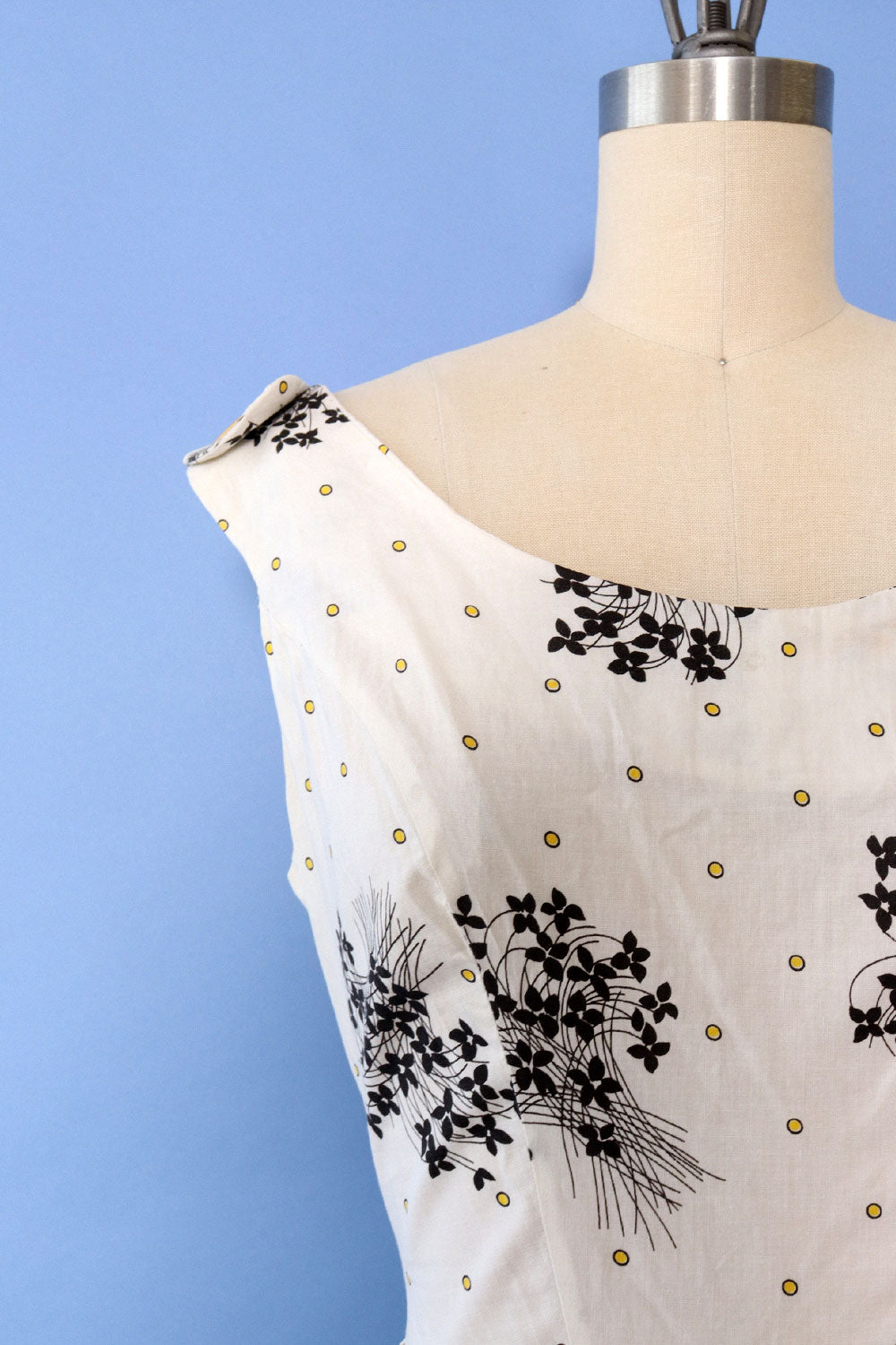 1950s Rhinestone Dotted Floral Sundress M