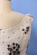 1950s Rhinestone Dotted Floral Sundress M