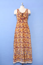 Daisy Block Print Indian Cotton Maxi M