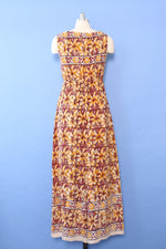 Daisy Block Print Indian Cotton Maxi M