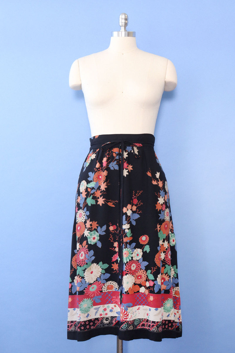 Japanese Floral Wrap Skirt S/M