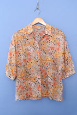 Peachy Floral Parrot Blouse M/L