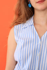 Light Blue Striped Cotton Top M