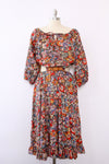 Watercolor Pansy Peasant Dress L/XL