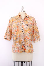 Peachy Floral Parrot Blouse M/L