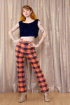 Hot Pink Technicolor Plaid Pants XS/S