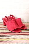 Hot Pink Ruched Leather Mules 6-6.5