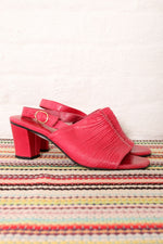 Hot Pink Ruched Leather Mules 6-6.5