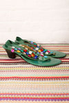 Bejeweled Green Leather Sandals 8.5-9