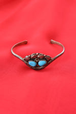 Silver Turquoise Leafy Cuff