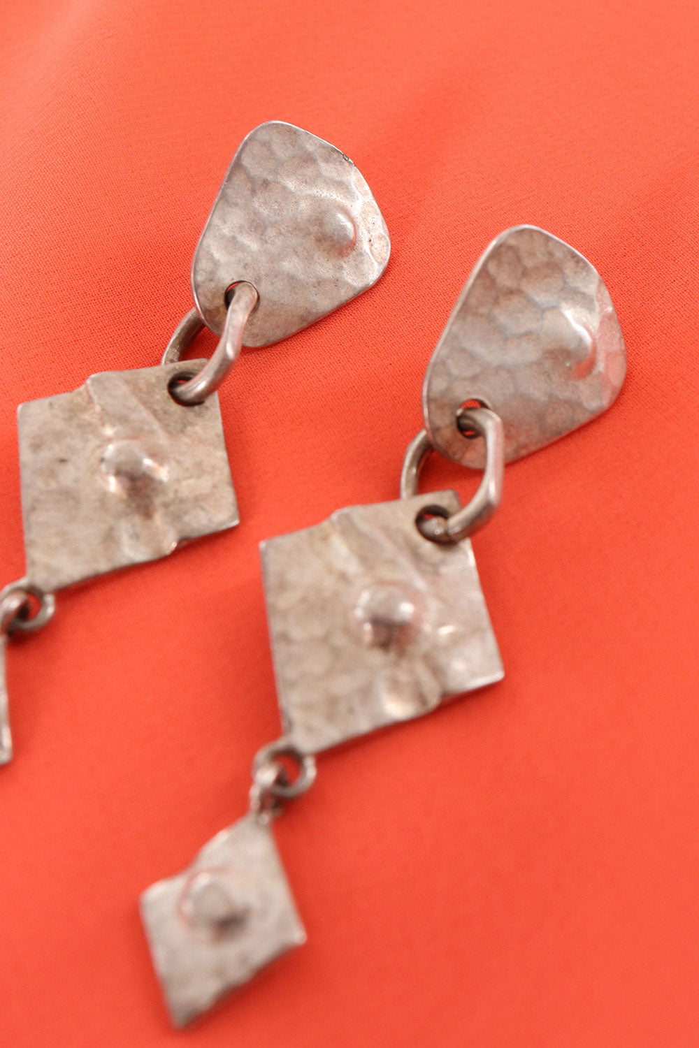 Hammered Pewter Long Earrings