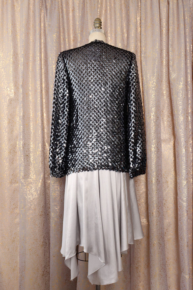 Gunmetal Sequined Knit Jacket S/M