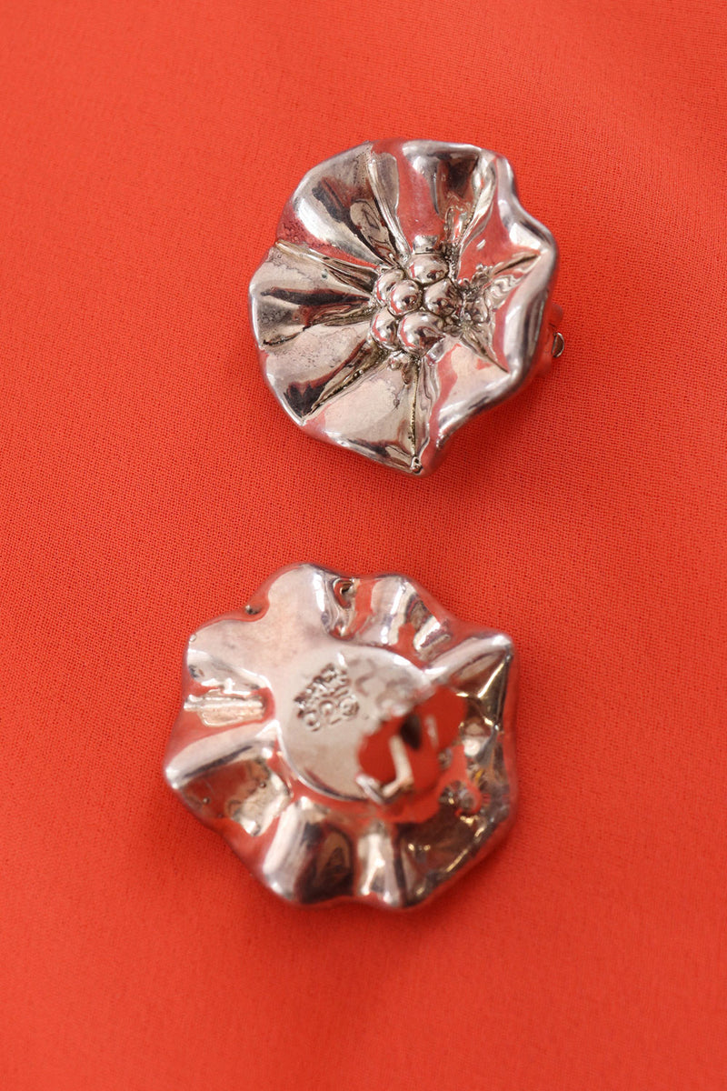 Bat-Ami Sterling Flower Clip-ons