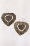 XL Etched Heart Earrings