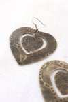 XL Etched Heart Earrings