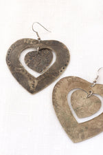 XL Etched Heart Earrings