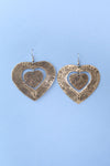 XL Etched Heart Earrings