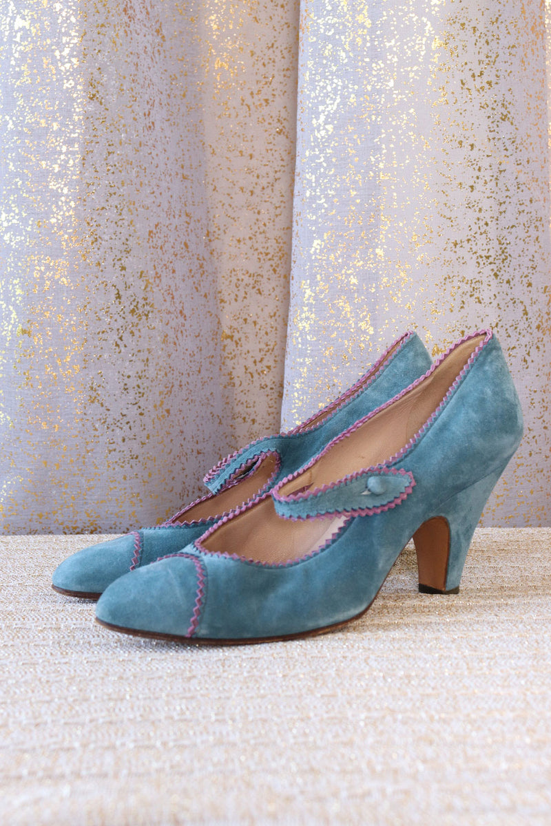 Maud Frizon Blue Suede Shoes 9