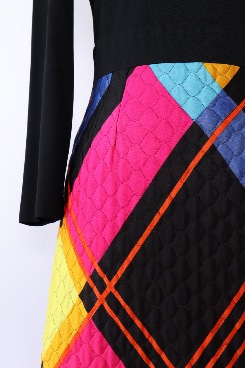 Colorful Quilted Keyhole Maxi Dress M