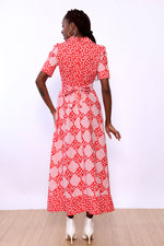 Polka Dot Patch Cotton Maxi Dress XS