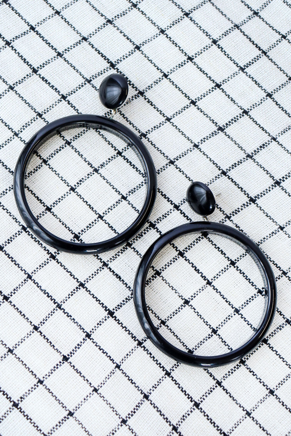 Black Dangling Hoop Earrings