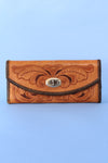 Tooled Turnlock Tan Wallet