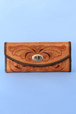 Tooled Turnlock Tan Wallet