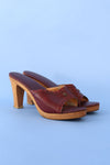 Aigner Oxblood Wooden Mules 9