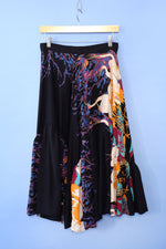 Crane Print Ruffled Skirt S/M