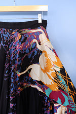 Crane Print Ruffled Skirt S/M