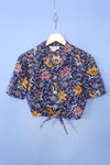 Floral Tie Waist Cropped Buttondown S