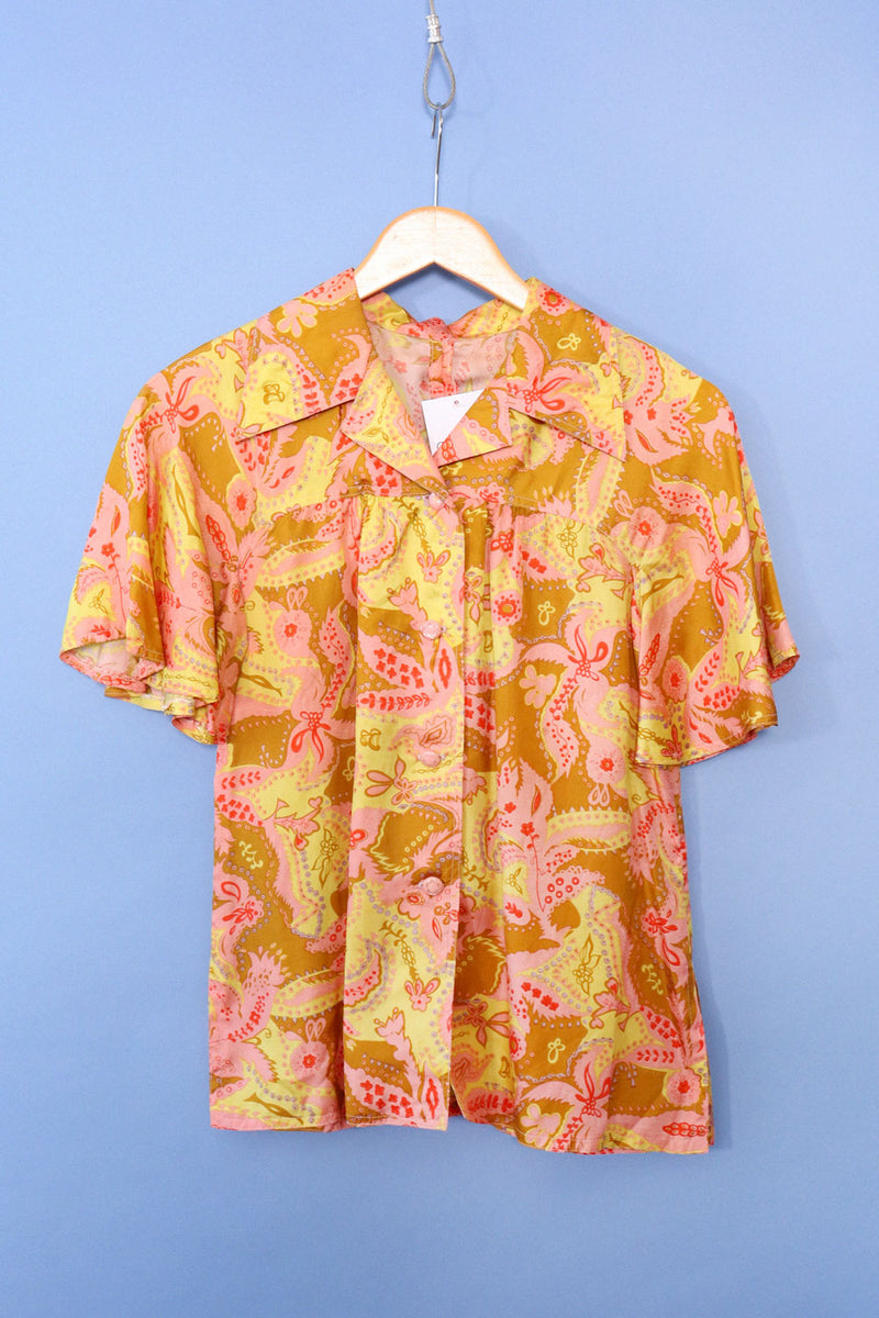 Sunset Silk Paisley Buttondown S/M