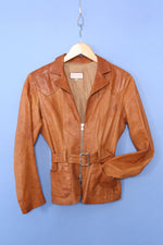 Caramel Belted Leather Jacket XS/S