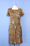 Psychedelic Peacock Pleat Dress L