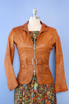 Caramel Belted Leather Jacket XS/S