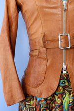 Caramel Belted Leather Jacket XS/S