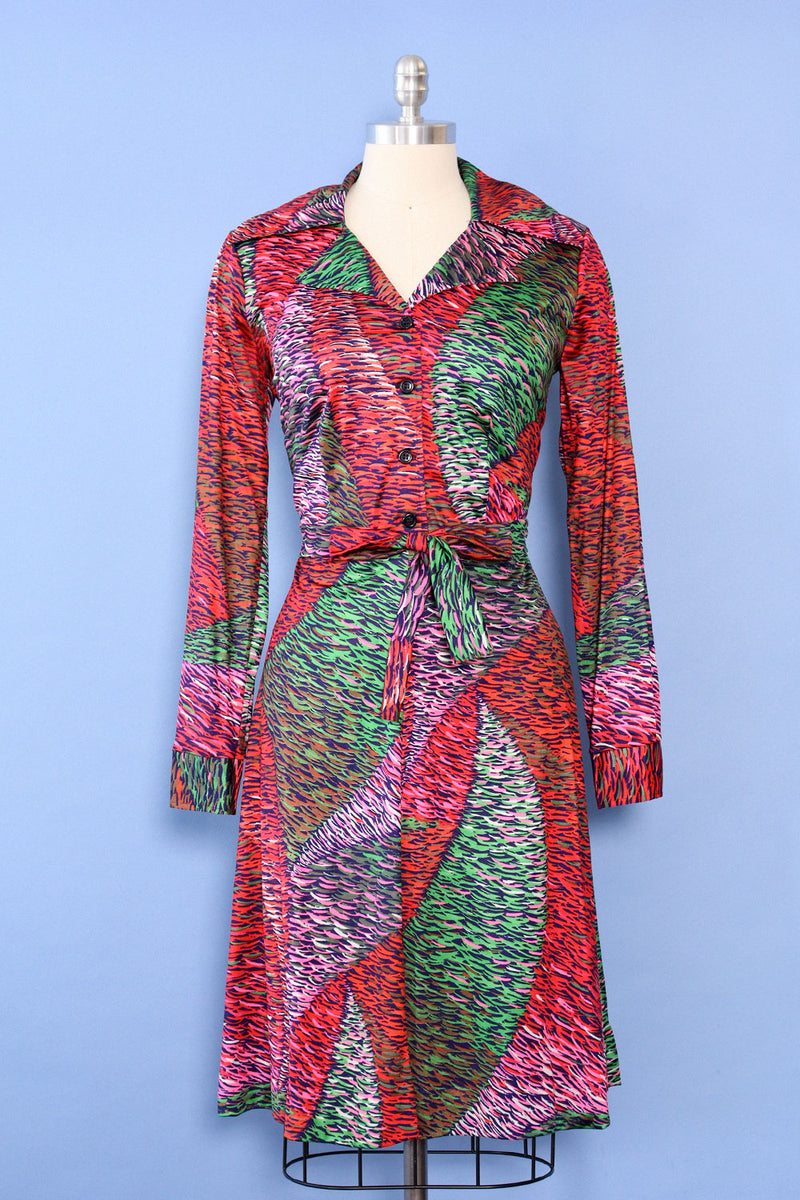 Abstract Expressionist Collared Dress M