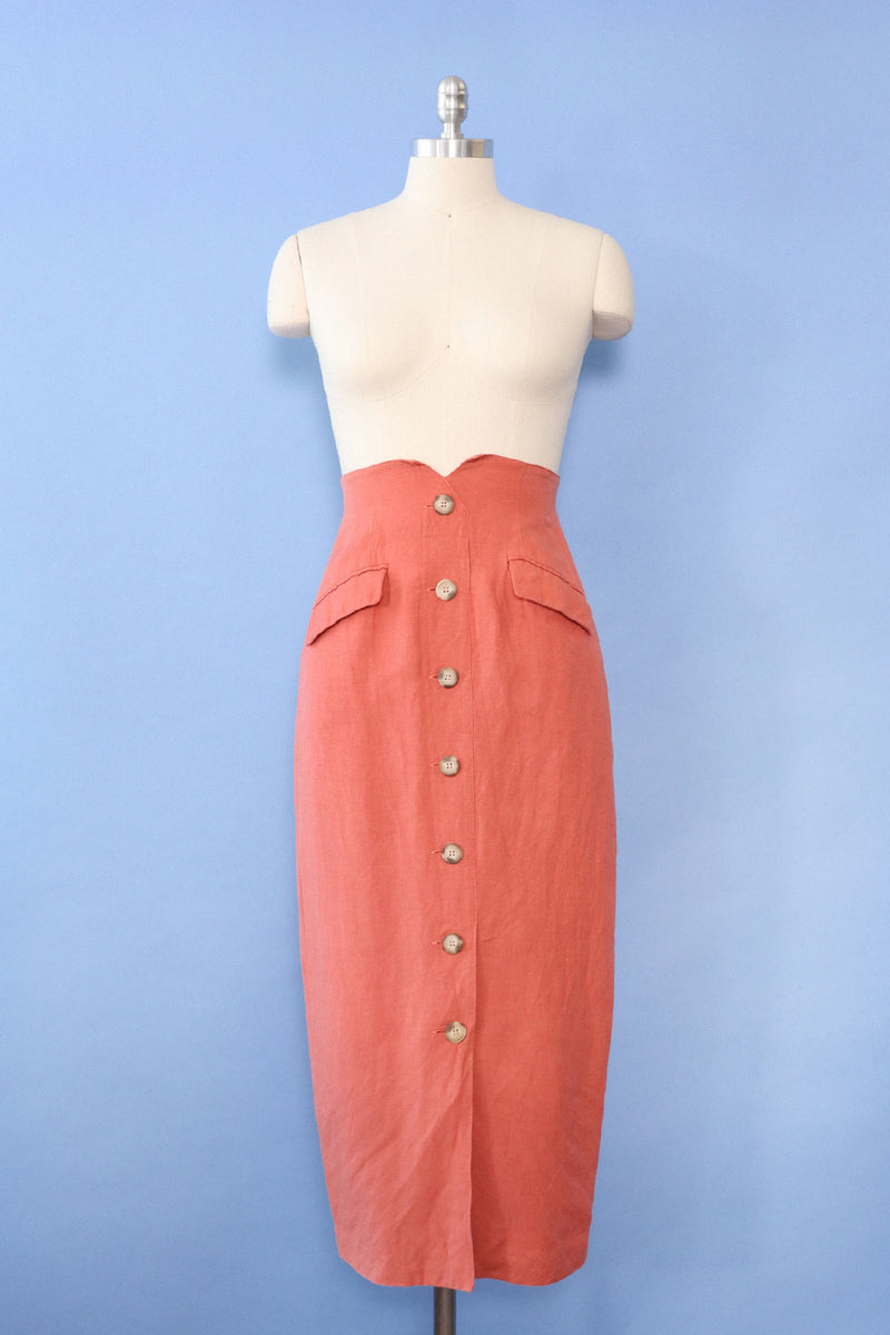 Salmon Notch Waist Pencil Skirt S