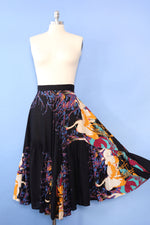 Crane Print Ruffled Skirt S/M