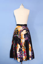 Crane Print Ruffled Skirt S/M