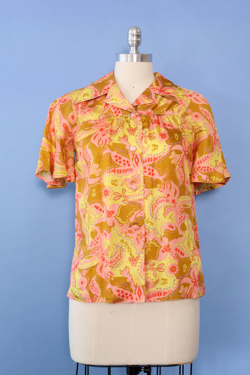 Sunset Silk Paisley Buttondown S/M