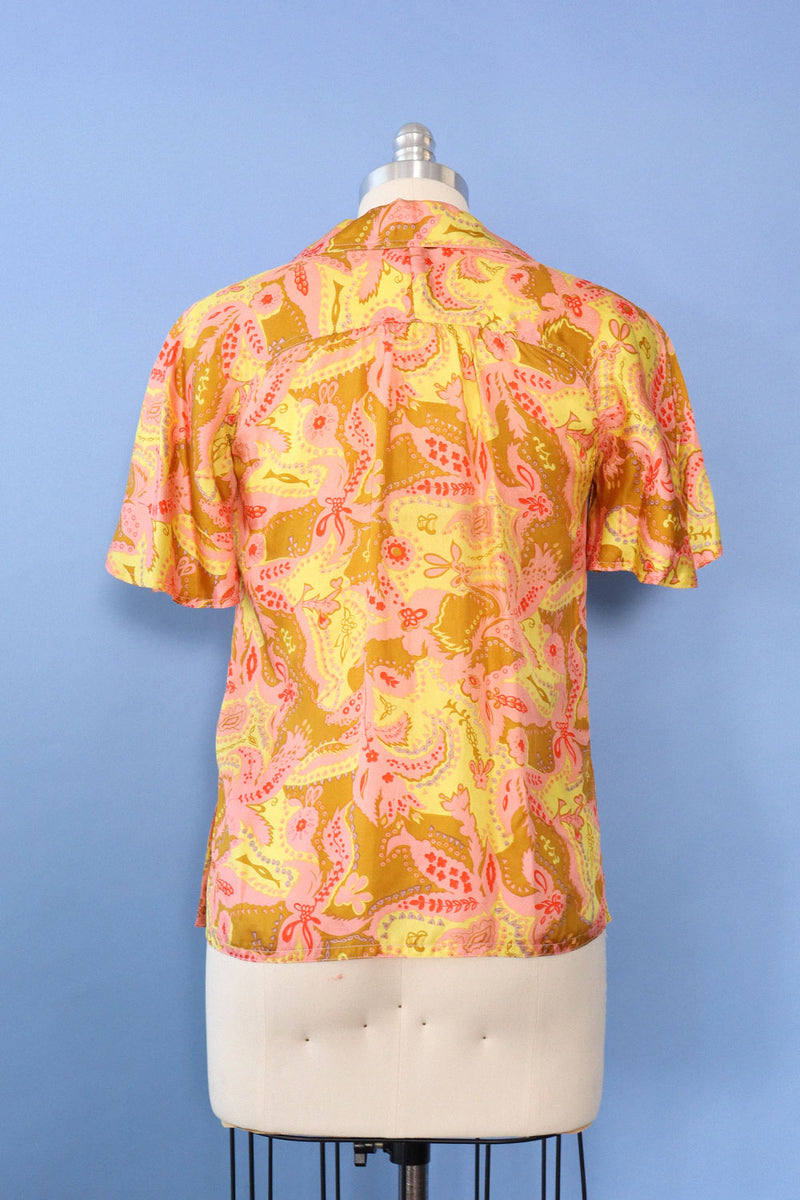 Sunset Silk Paisley Buttondown S/M