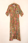 Olive Painterly Floral Tea Dress L